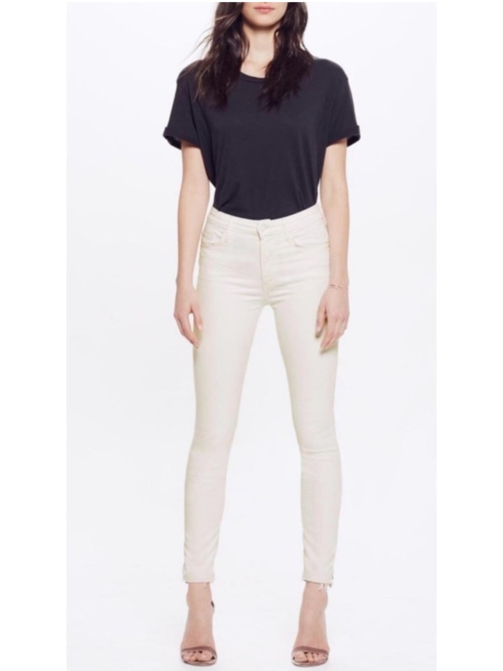 Mother High Waisted Looker Ankle Fray Jean in Whipping the Cream 31